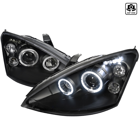 SPEC-D TUNING 00-04 Ford Focus Halo LED Projector Black 2LHP-FOC00JM-TM